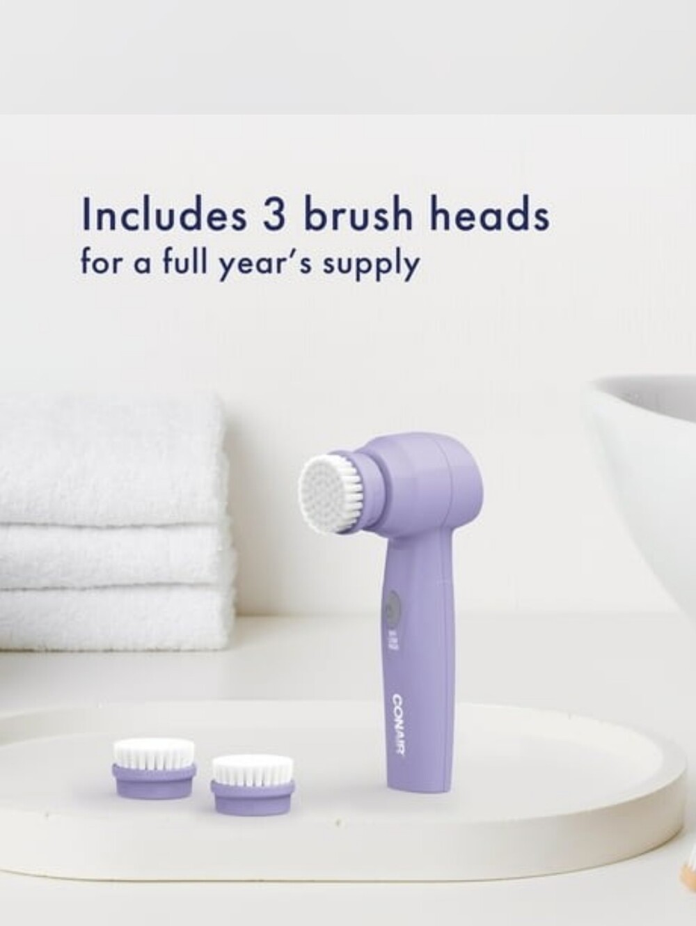 Conair Lavender Facial Cleansing Brush with Dual Brush Heads